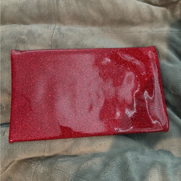 Carolina Herrera Red Glitter Clutch Bag - Picture 2 of 4